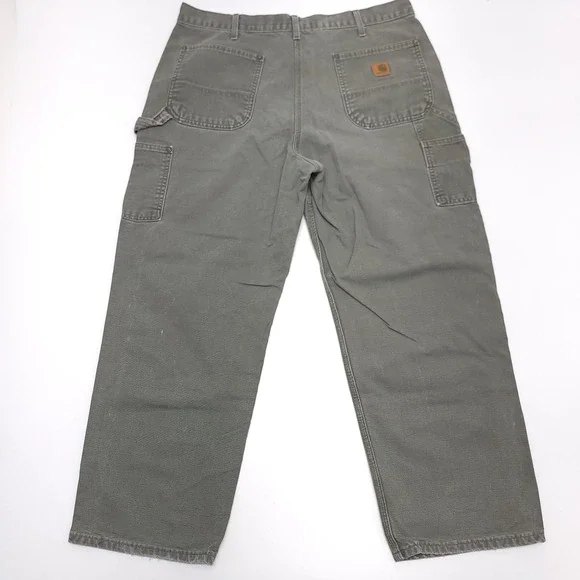 Vintage Carhartt B136‎ MOS Double Knee Carpenter Pants 38x30 Moss Green Y2K USA